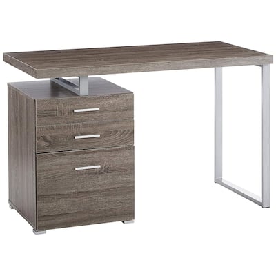 Modern Office Desk with File Drawer - Gray Computer Writing Table, 30" H x 23.5" W x 47.25" L