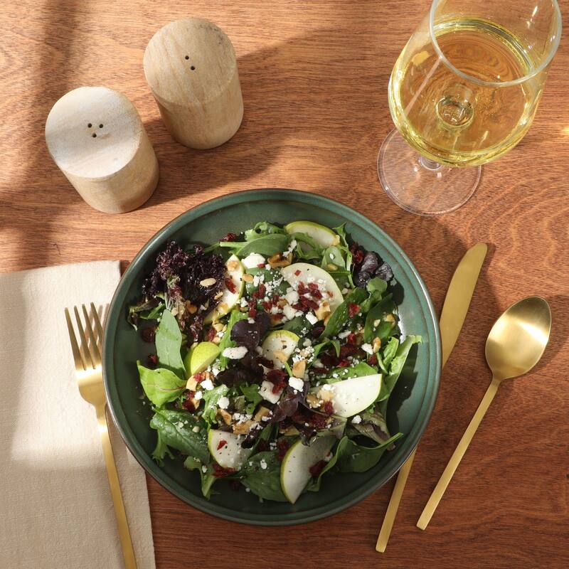Gibson Elite Beckett 4-Piece Dinner Bowl Set - Reactive Glaze Stoneware - Shallow Pasta Bowls