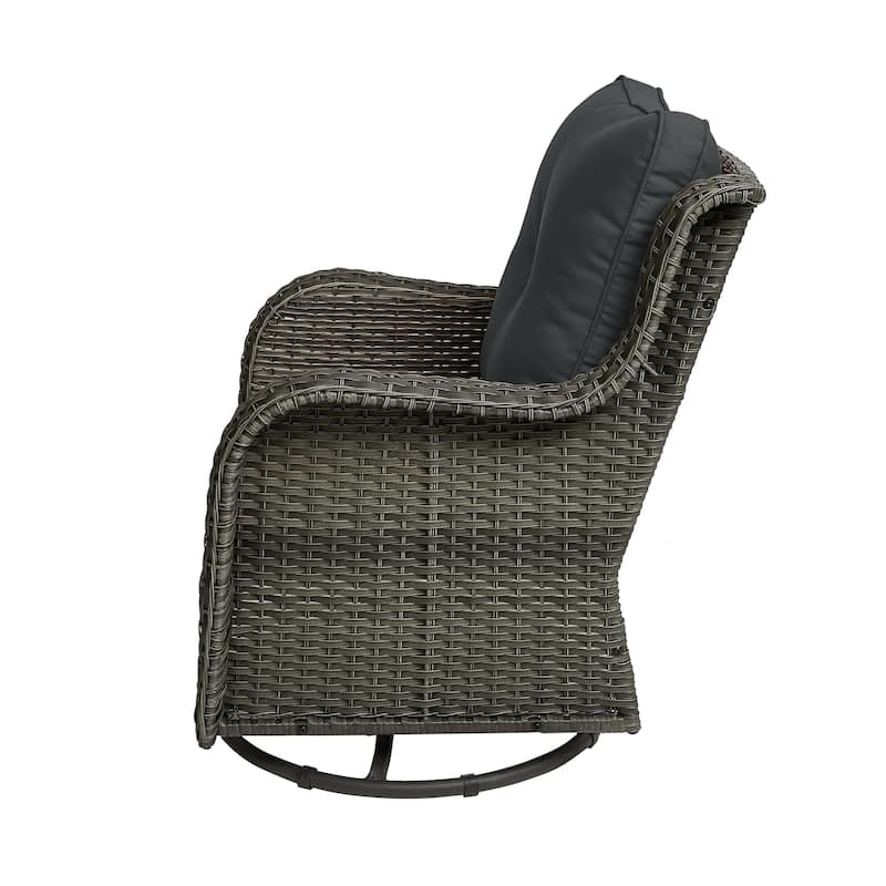 Outdoor Patio Woven Rattan Swivel Rocking Chair with Cushions