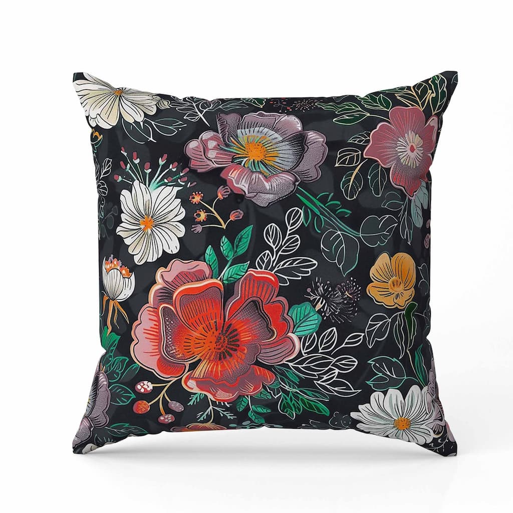 Starlight Florals Indoor/Outdoor Reversible Throw Pillow Gray and Orange