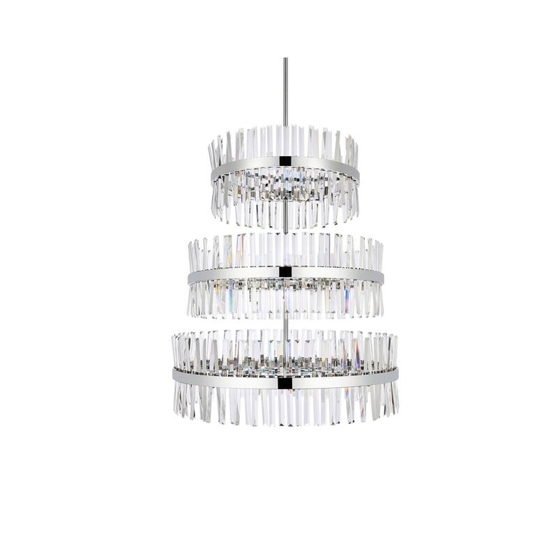 Indigo Home 36 inch 3 tiers crystal round chandelier light