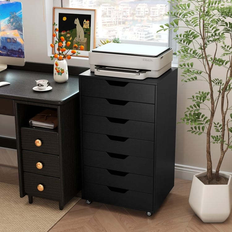 7-Drawer Chest Storage Dresser Floor Cabinet Organizer with Wheels