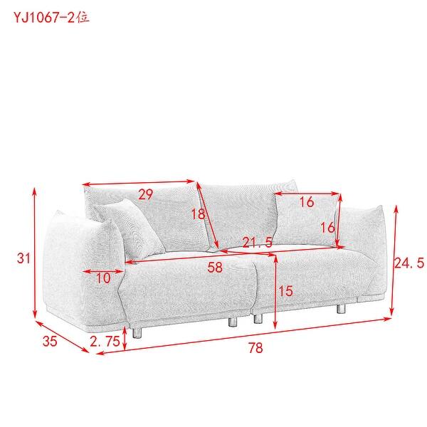 78.8'' Ergonomics Sectional Sofa w/Pillows Lovable Bread Shape Fabric