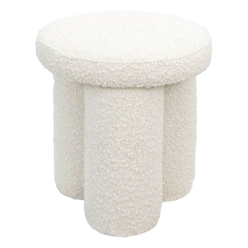 GDFStudio - Wesley Boucle Ottoman Footstool with Sherpa Upholstery, Cozy Seating & Durable Construction - 15" - Ivory