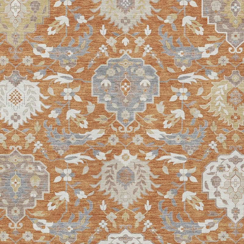 HomeRoots Damask Traditional Rectangle Outdoor Rug