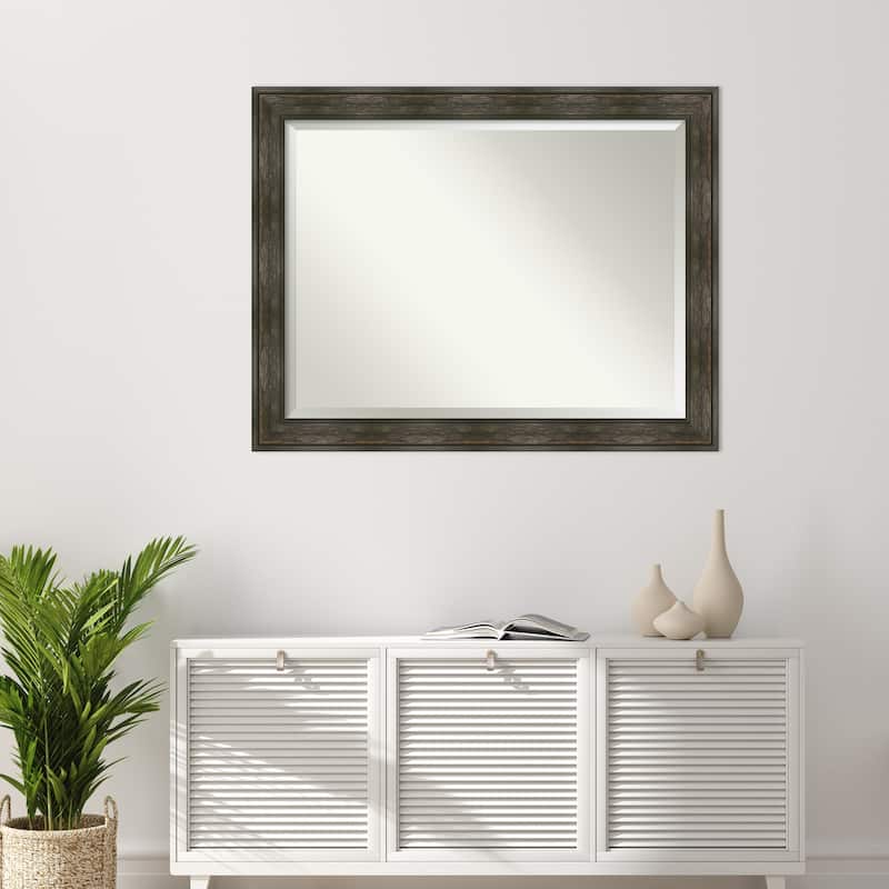 Beveled Wall Mirror - Rail Rustic Char Frame - Rail Rustic Char