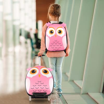 2PCS Kids Carry On Luggage Set 16'' Rolling Suitcase & 12'' Backpack