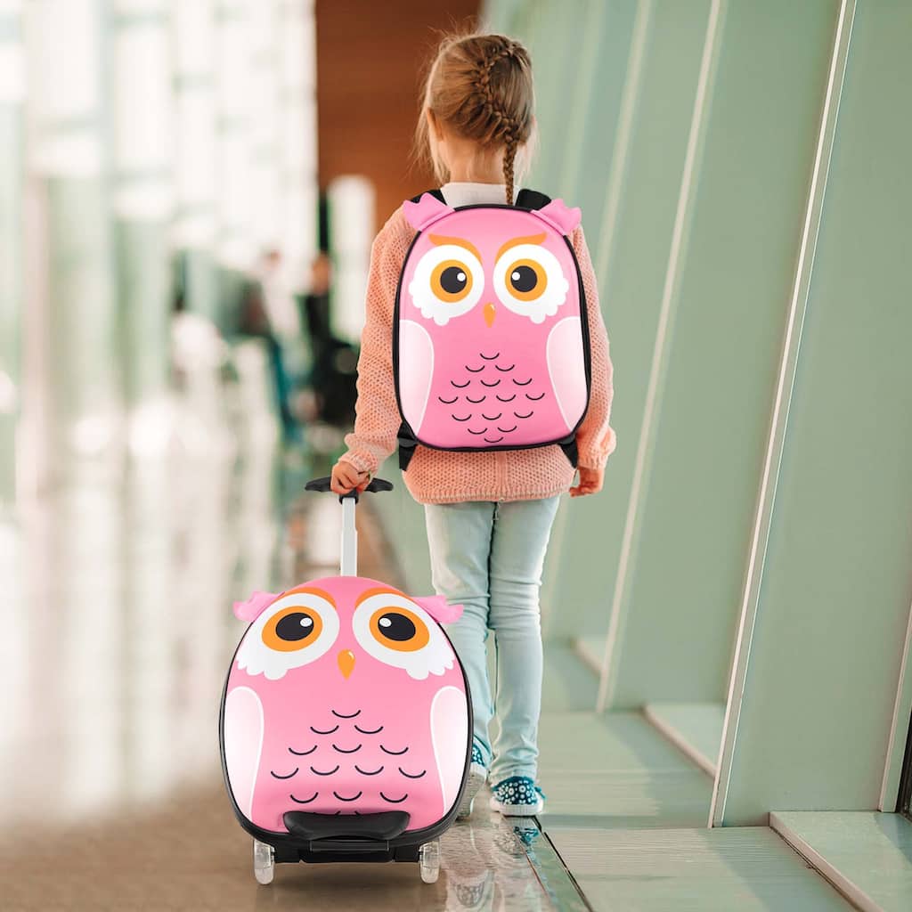 2PCS Kids Carry On Luggage Set 16'' Rolling Suitcase & 12'' Backpack