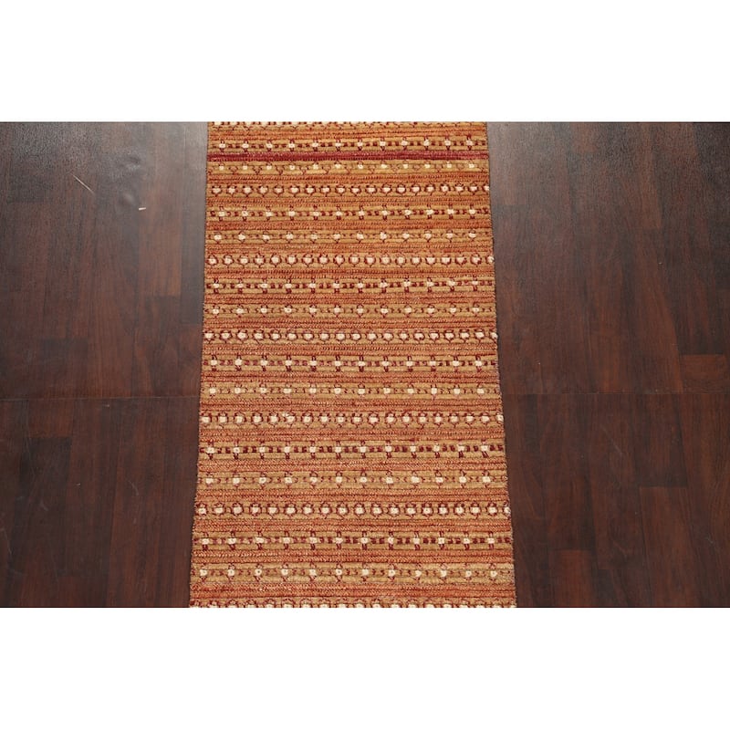 Striped Gabbeh Kashkoli Oriental Runner Rug Hand-knotted Wool Carpet - 2'9" x 8'1"
