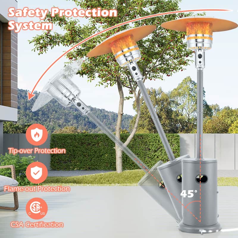 50000 BTU Propane Patio Heater with Round Table Design Adjustable Temperature Control Knob - 32" x 87"