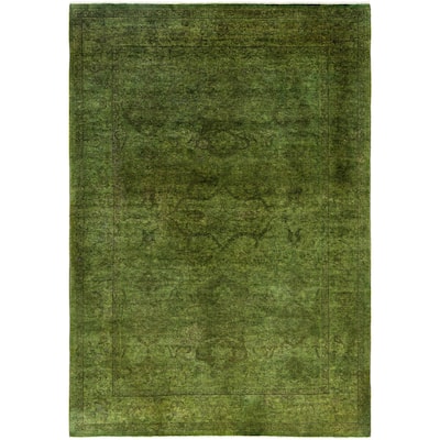 Overdyed One-of-a-Kind Hand-Knotted Area Rug - Green - 4' 2" x 6' 0"