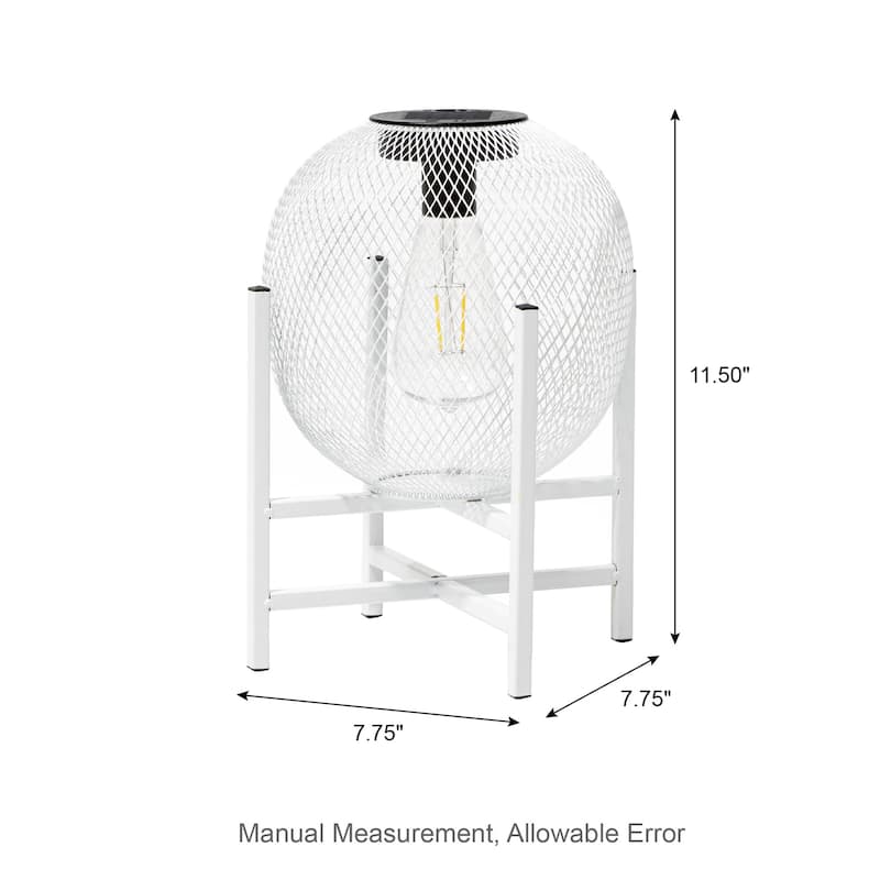 Glitzhome White Metal Outdoor Solar Lantern with Stand (Set of 2)
