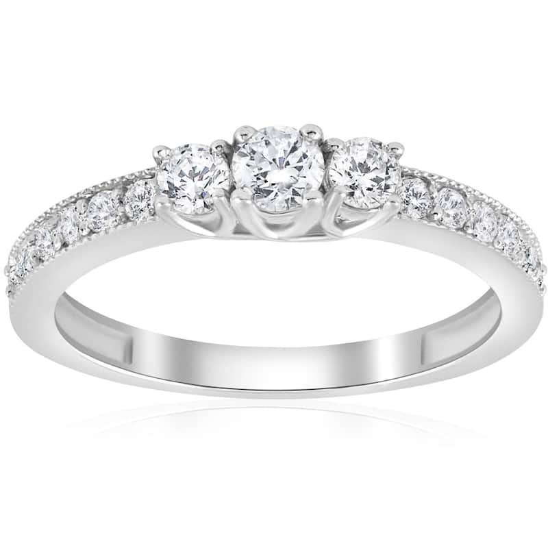 1/2ct 3-Stone Round Diamond Ring White Gold