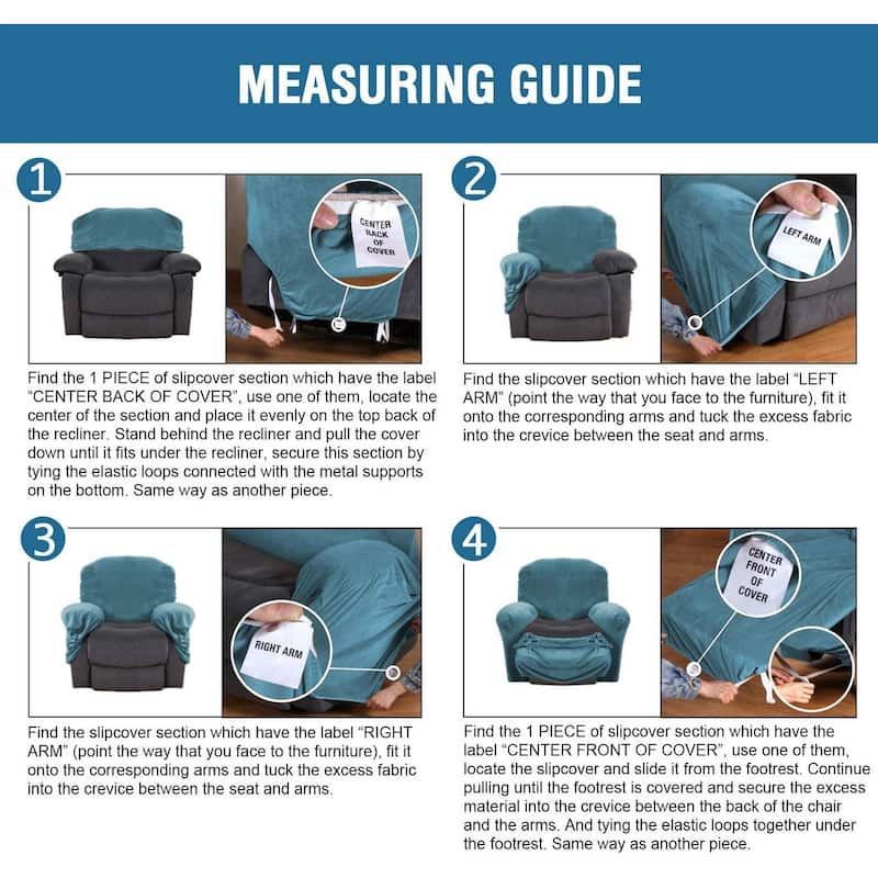 Enova Home Velvet Spandex Recliner Chair Slipcover with Elastic Bottom Side Pocket