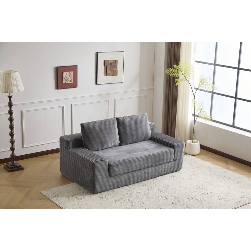 Loveseat Sofa, Comfortable Deep Seat Sofa Bed, Modern Small Corduroy Couch for Living Room Bedroom