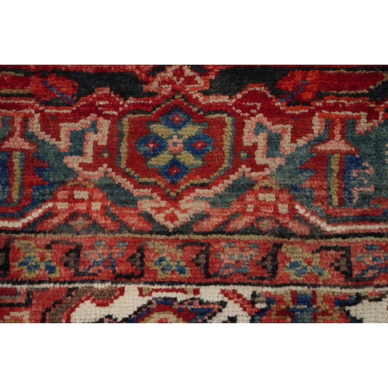 Hand Knotted Oriental 100% Wool Carpet Traditional Medallion Red Heriz Area Rug - 10' 8'' X 7' 11''