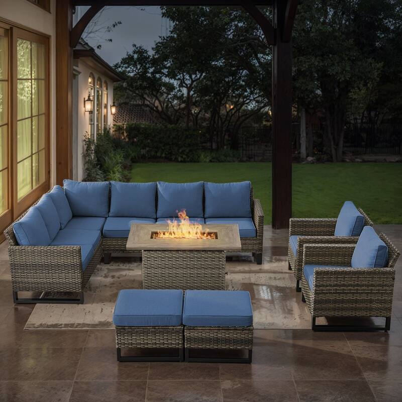 Gymojoy L-Shaped Outdoor Corner Sectional Sofa 6-seats Couch Conversation Set
