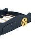 preview thumbnail 9 of 26, Playful Design Race Car-Shaped Full Size Platform Bed with Wheels,Sturdy Wood Construction and Storage Space