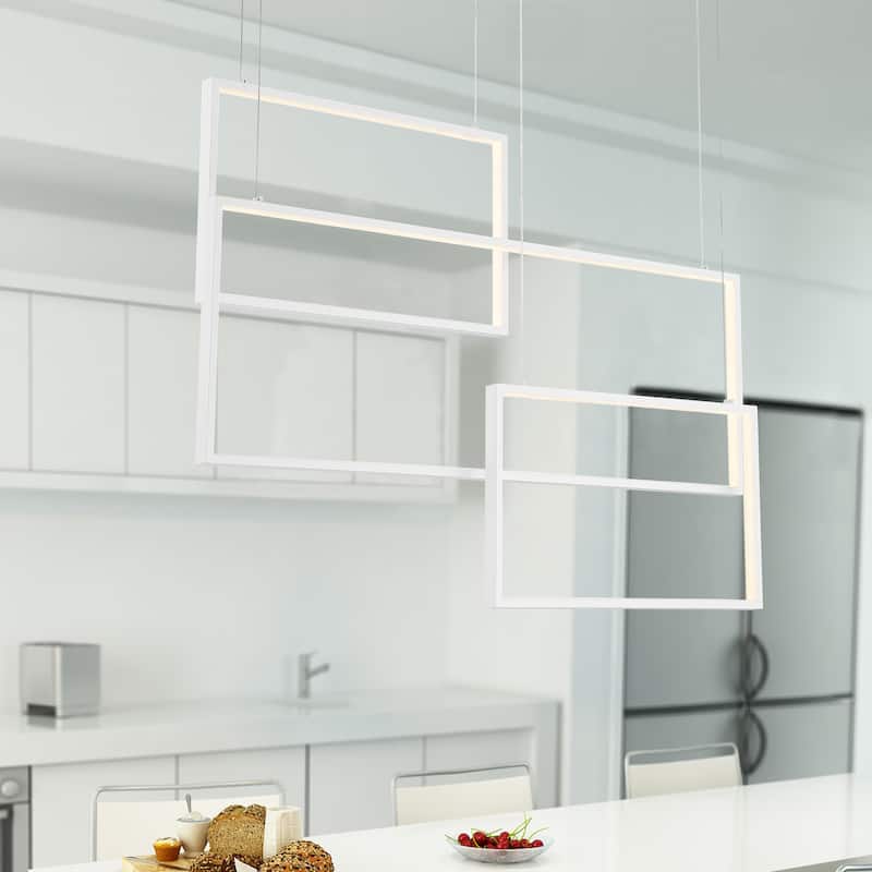 3-Light Unique Geometric LED Chandelier - 23.62'' H x 35.43'' W x 4.72''D