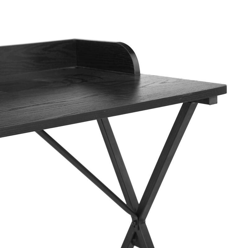Homy Casa Modern Black Computer Desk, Metal Legs Office Writing Table