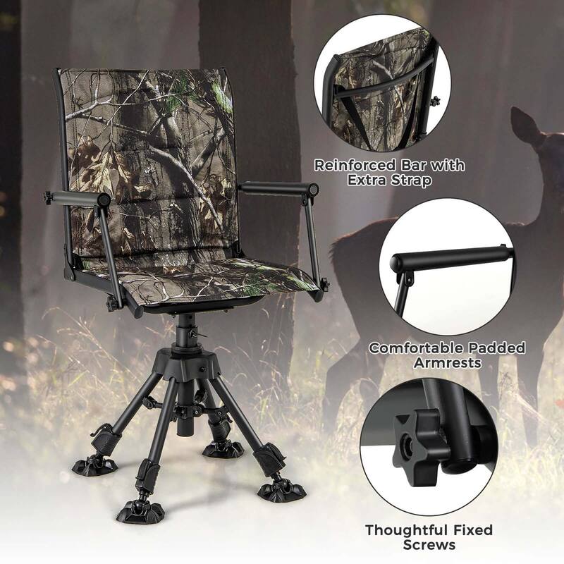 Goplus Swivel Hunting Chair with 4 360° Adjustable Legs Folding Silent - See Details
