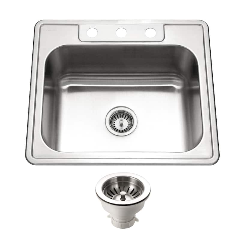 Houzer 2522-9BS3-C Glowtone 25" Drop In Single Basin Stainless Steel