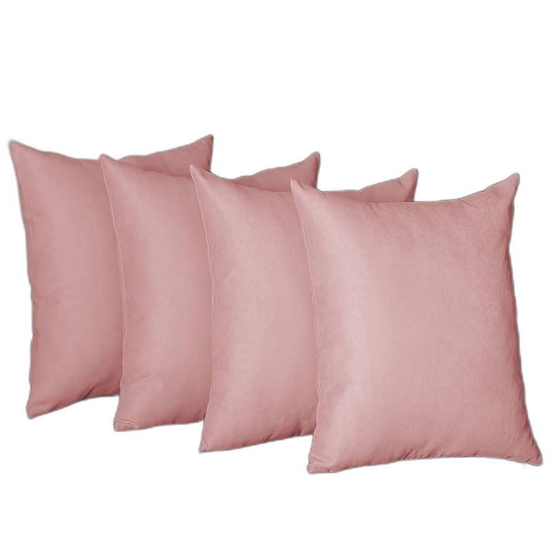 HomeRoots Set Of Four 18" X 18" Light Pink Polyester Zippered Pillow Cover