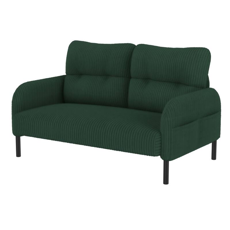 47.24" Corduroy 2-Seater Sofa with Side Pockets