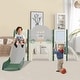 preview thumbnail 2 of 42, Versatile 9-in-1 Kids Slide Playset: Spaceship Design with Slide, Tunnel, Ring Toss, Whiteboard, and Basketball Hoop Green