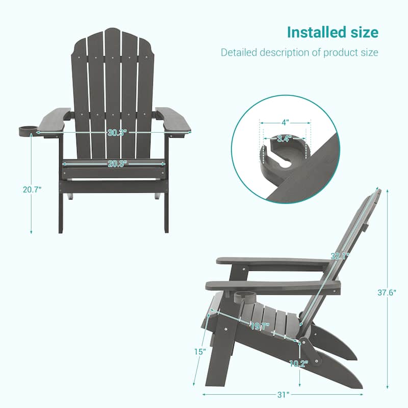 Bonosuki Set of 4 Folding Adirondack Chair Patio Fire Pit Chair