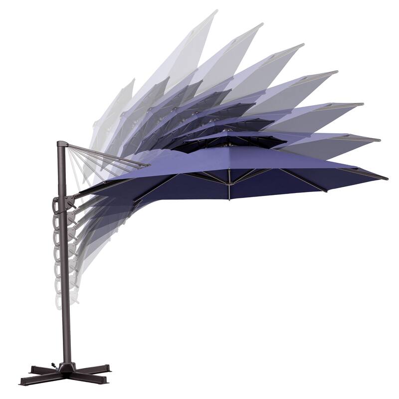 VredHom Offset Cantilever Patio Umbrella with 4-piece Fillable Base