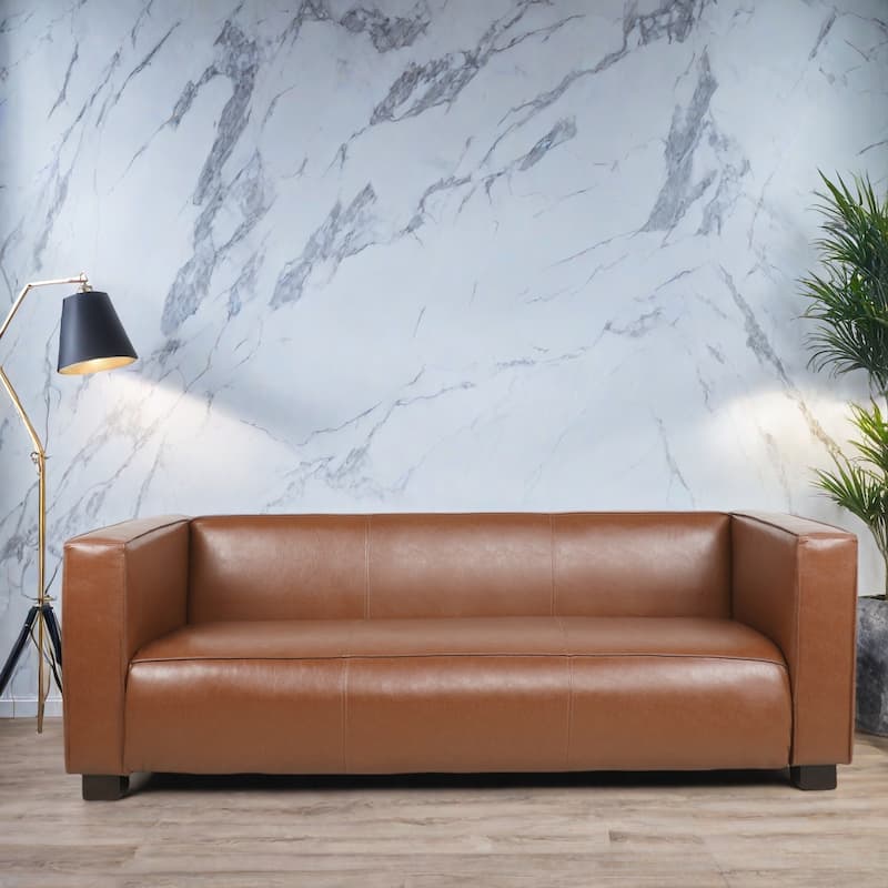84.25" Fabric 3-Seater contemporary style Sofa with Birch Wood Legs for living room - Light Brown