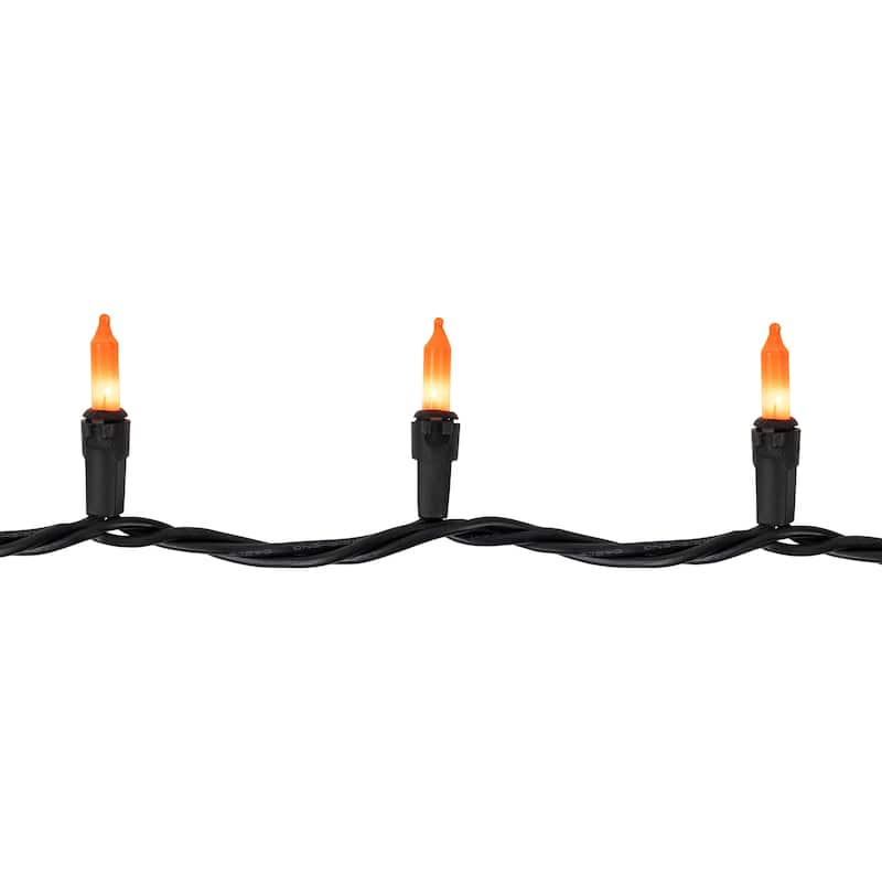 100-Count Orange Mini Halloween Light Set 20ft Black Wire - 20'