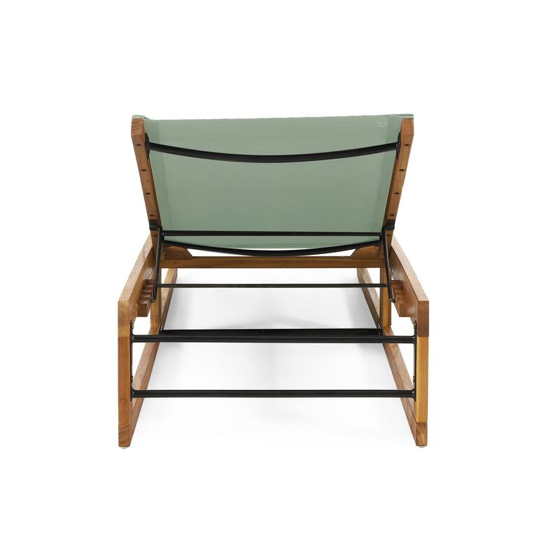 Roomfitters Outdoor Adjustable Chaise Lounge Chair, Poolside Relaxation Lounger with Acacia Frame