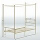 preview thumbnail 11 of 9, Teraves Twin Canopy Bed Frame 4-Post Metal Platform Bed with Headboard and Footboard, Gold