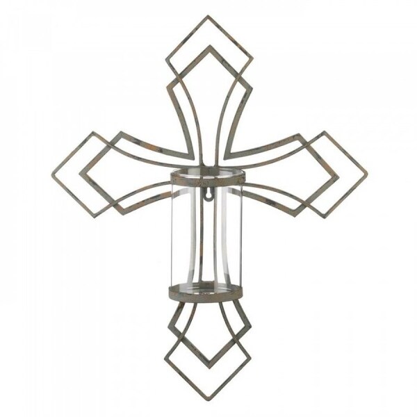 Set of 2 Decorative Cross Candle Wall Sconces