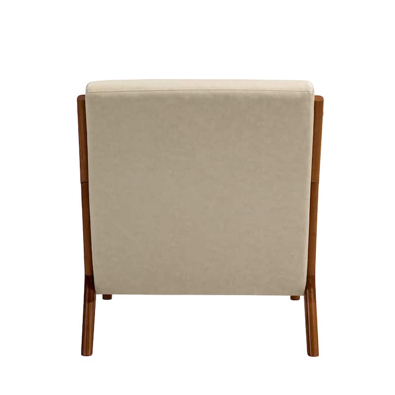 Mid Century Solid Wood Upholstered Accent Chair