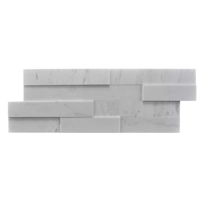 Cliffside 8 in. x 22 in Panel and 8 in. x 24 in. Corner Honed Marble Wall Tile