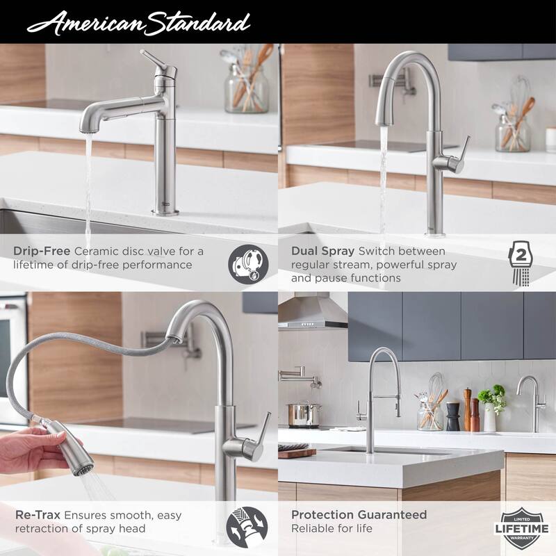 American Standard Studio S 1.8 GPM Single Hole Pull Down Bar Faucet