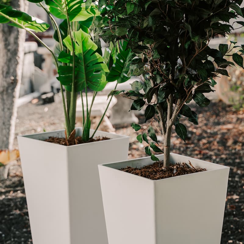 XBrand Modern Square Tapered Planter – 28" or 30" Tall, Indoor & Outdoor Use
