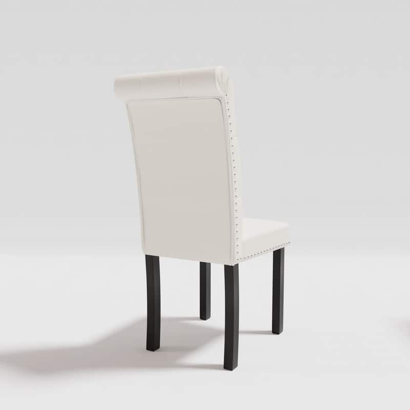High-Back Tufted Nailhead Upholstered Dining Chairs (Set of 8)
