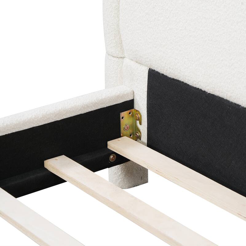 Christopher Knight Home - Boucle Upholstered Platform Bed Frame with Curved Headboard