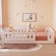 preview thumbnail 16 of 24, Wood Twin Size Platform Bed with Guardrail and Semi-enclosed Fence
