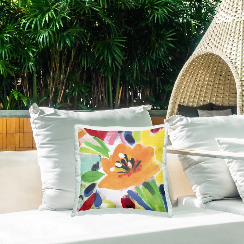 Stupell Vivid Orange Flower Impressions Printed Outdoor Throw Pillow Design by June Erica Vess