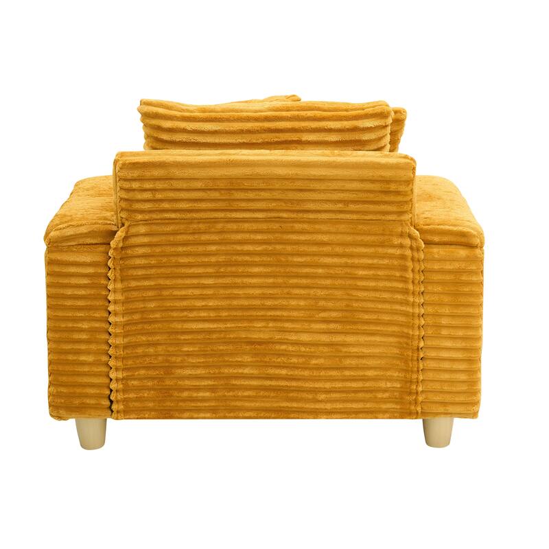 Orange Corduroy Single Sofa with Storage and Pillows, 57x41x31 inches