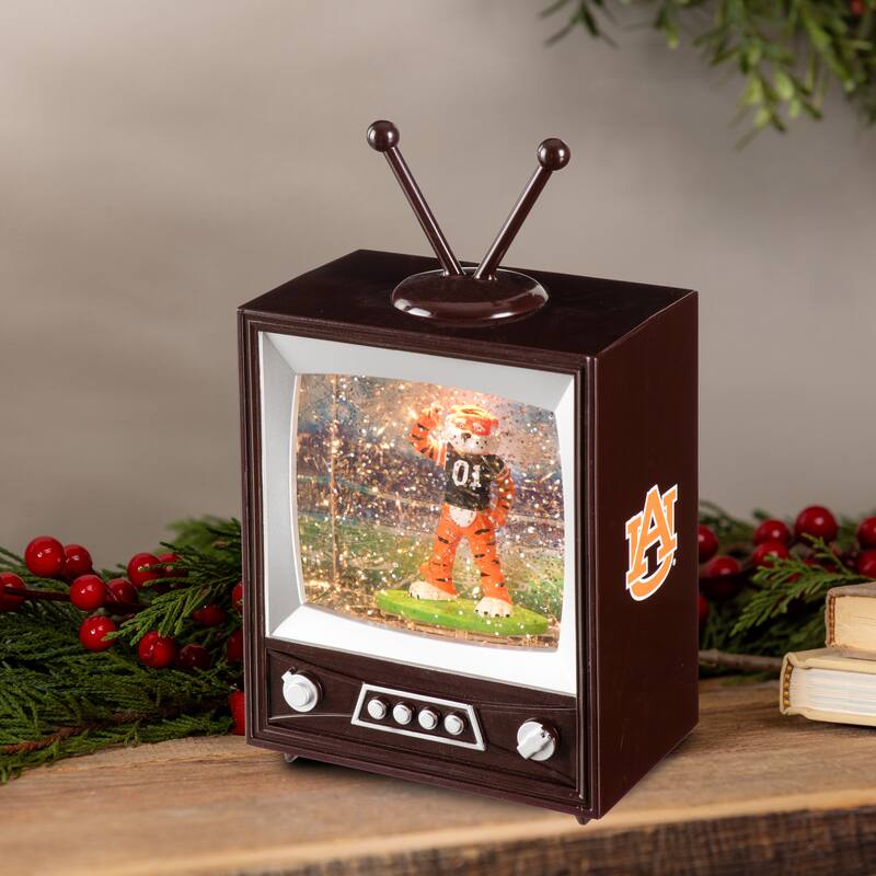 Auburn University 8 in. Vintage TV Light Up Water Lantern Snow Globe with Mascot