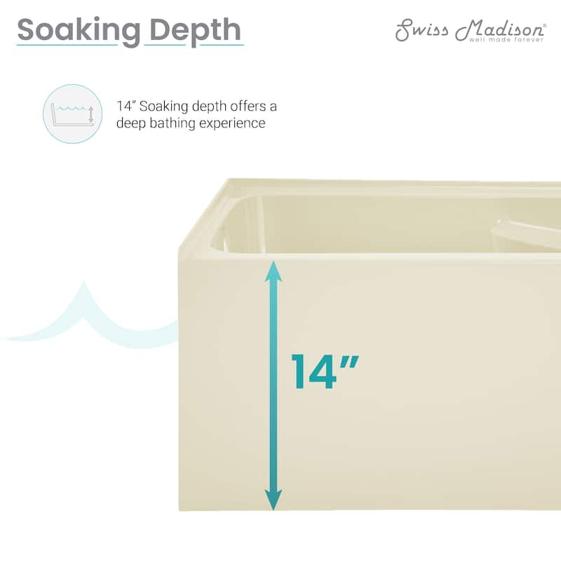 Lausanne 54" X 30" Left-Hand Drain Alcove Bathtub With Apron In Bisque - 30x54 Left