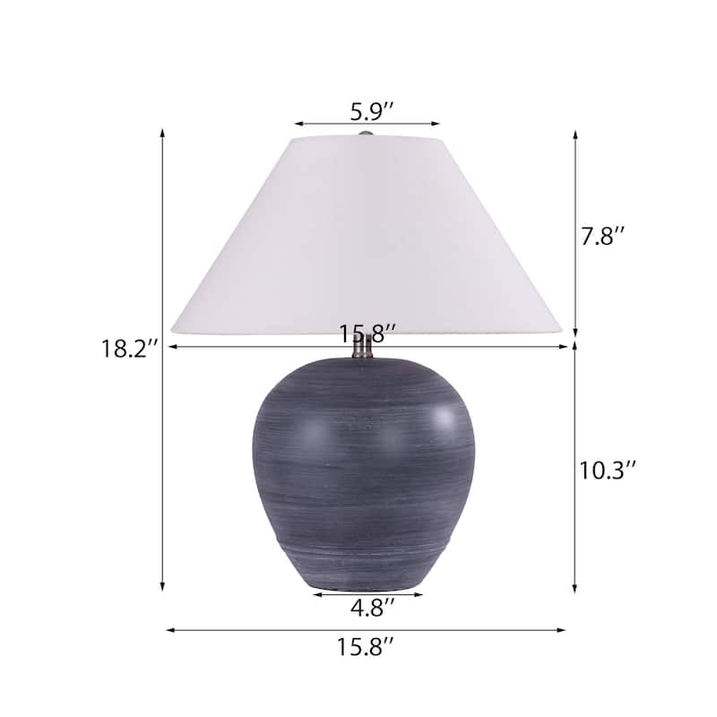 2 Pack Global Ceramic Accent Table Lamp with Linen Shade