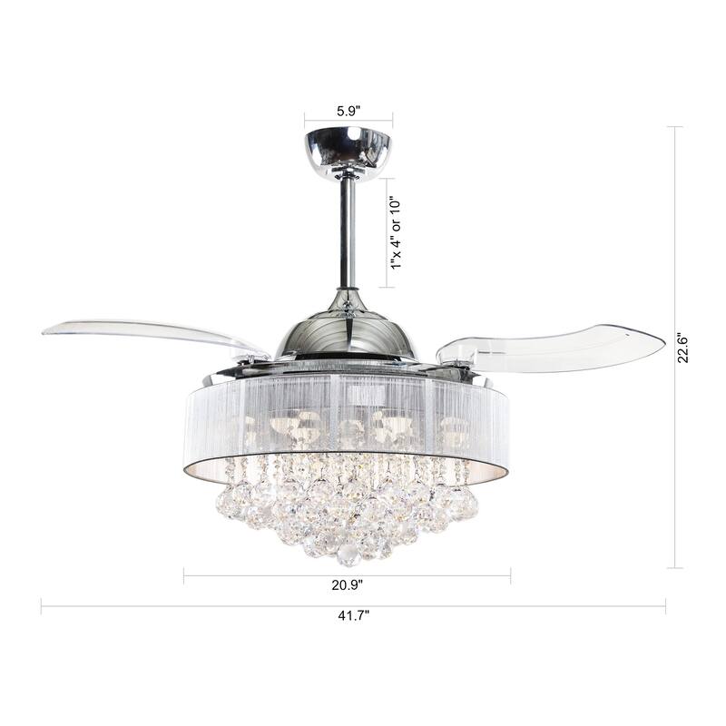 46inch Retractable 3Blades Crystal LED Ceiling Fan On Sale Bed