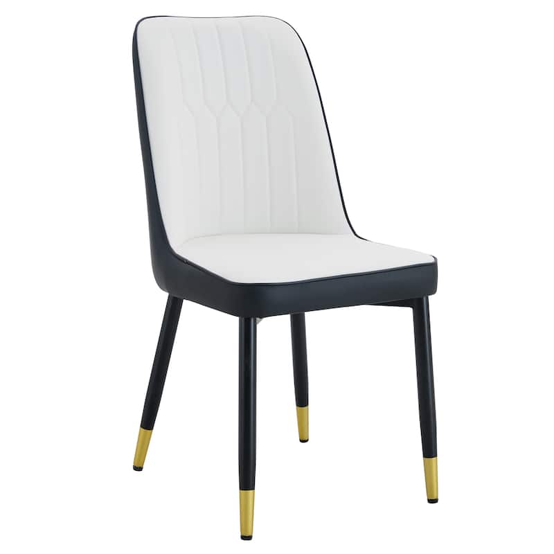 Modern Two-Tone Pu Dining Chairs - And Spliced Chairs With Decorated Legs, And Spliced Metal Legs,Set Of 2 Chairs